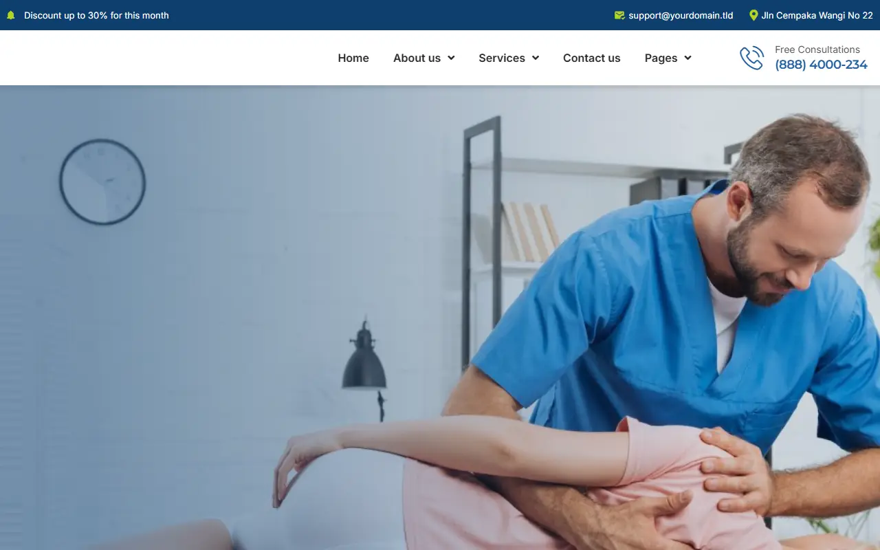 หน้าแรกของธีม FlexTherapy บนคอมพิวเตอร์