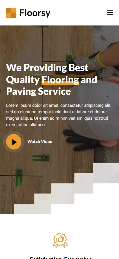 หน้าแรกของธีม Floorsy Flooring บนมือถือ