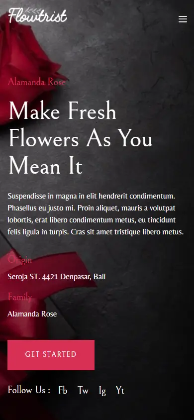 หน้าแรกของธีม Flowtrist Flower Boutique บนมือถือ