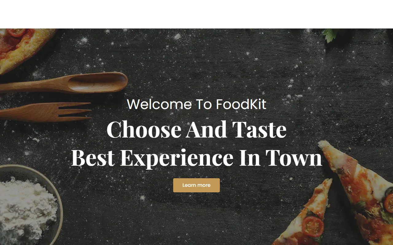 หน้าแรกของธีม FoodKit บนคอมพิวเตอร์