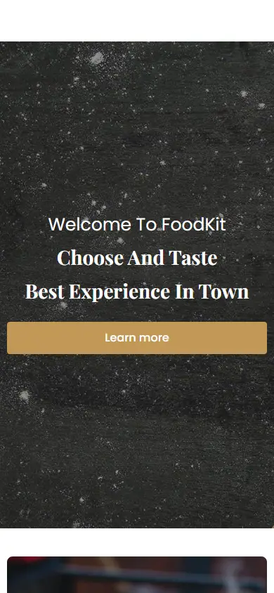 หน้าแรกของธีม FoodKit บนมือถือ