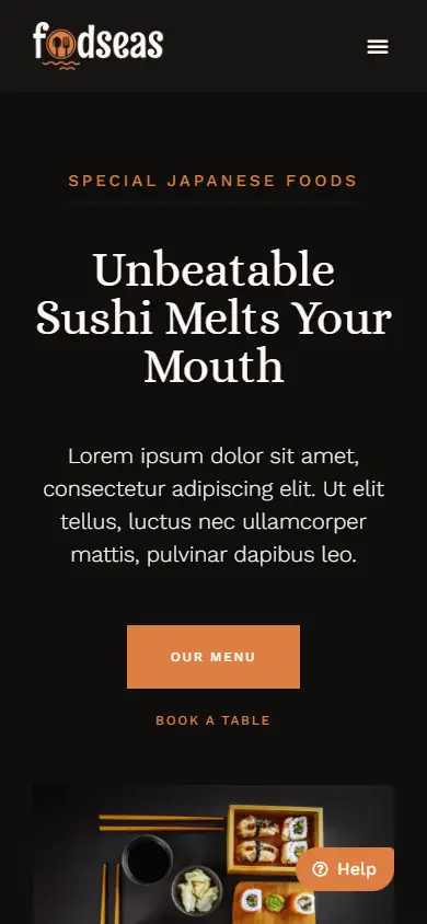 หน้าแรกของธีม Foodseas Japanese Restaurant บนมือถือ