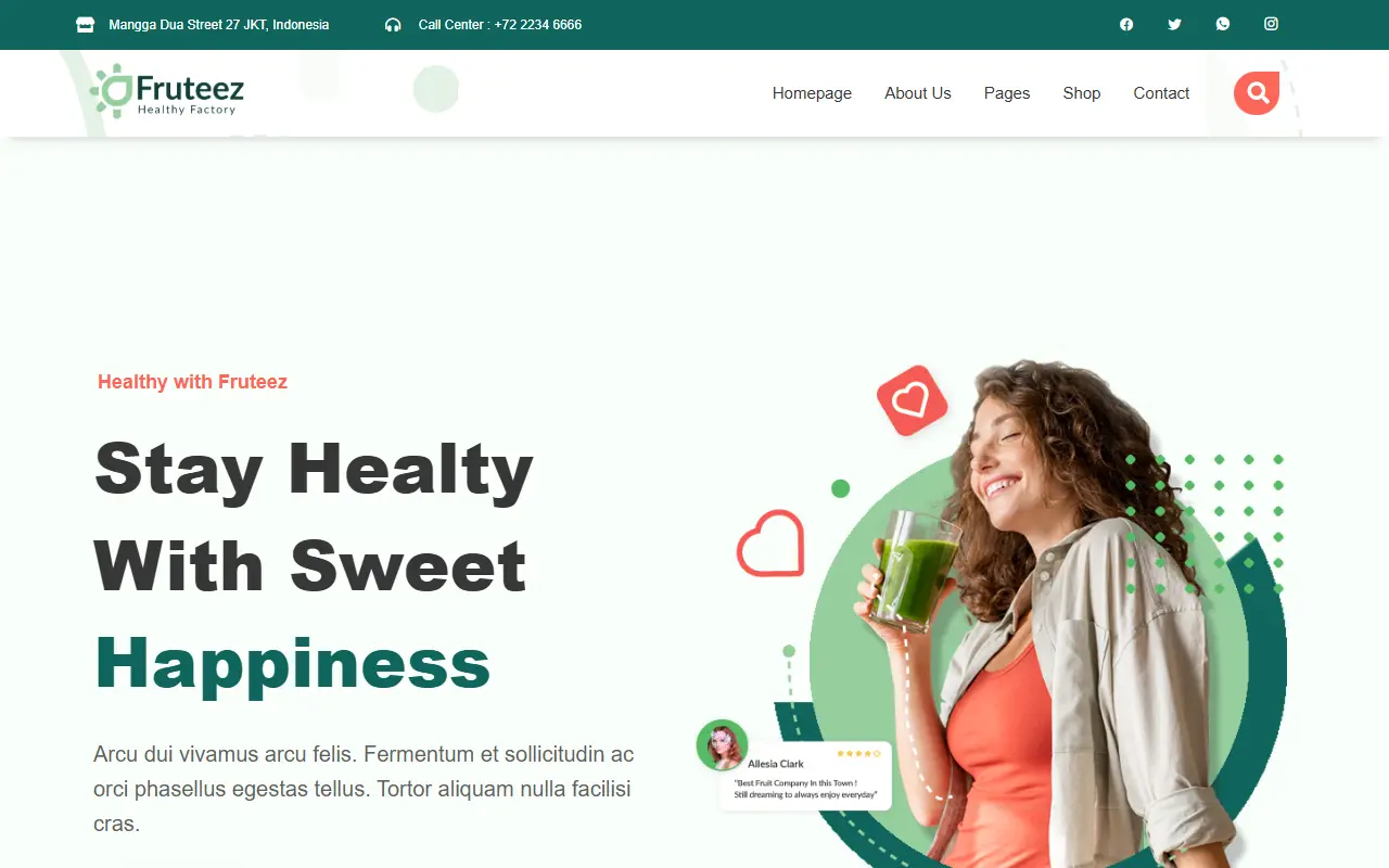 หน้าแรกของธีม Fruteez บนคอมพิวเตอร์