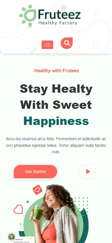 หน้าแรกของธีม Fruteez บนมือถือ
