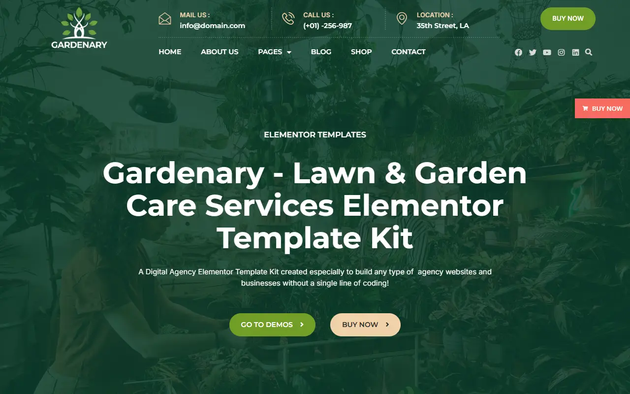 หน้าแรกของธีม Gardenary บนคอมพิวเตอร์