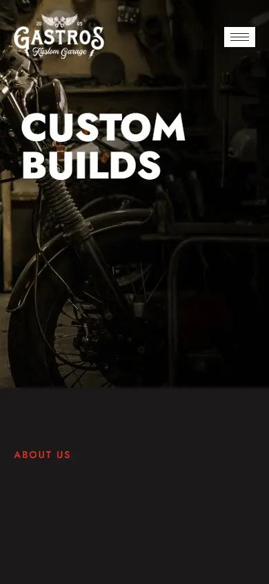 หน้าแรกของธีม Gastros Garage บนมือถือ