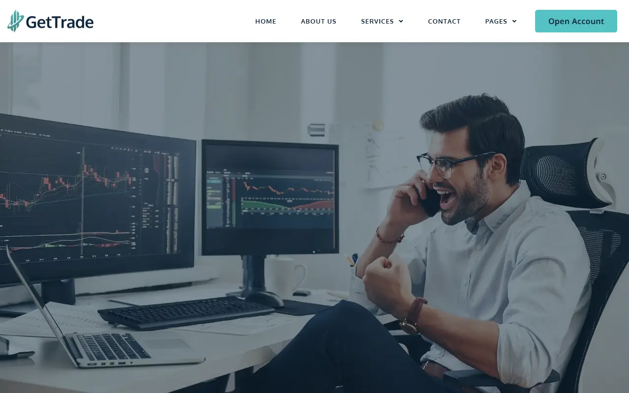 หน้าแรกของธีม GetTrade บนคอมพิวเตอร์