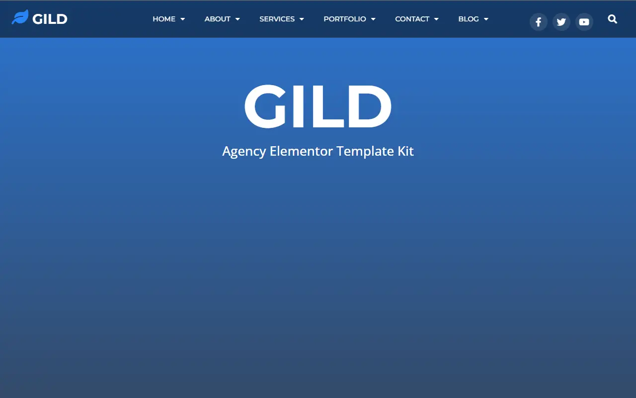 หน้าแรกของธีม Gild บนคอมพิวเตอร์