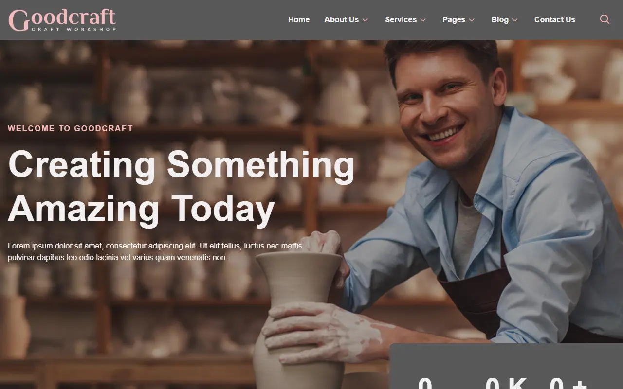 หน้าแรกของธีม Goodcraft บนคอมพิวเตอร์