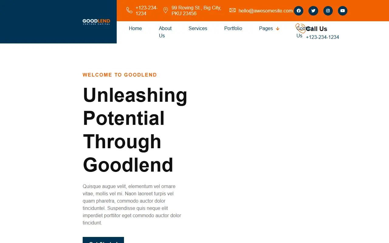 หน้าแรกของธีม Goodlend บนคอมพิวเตอร์