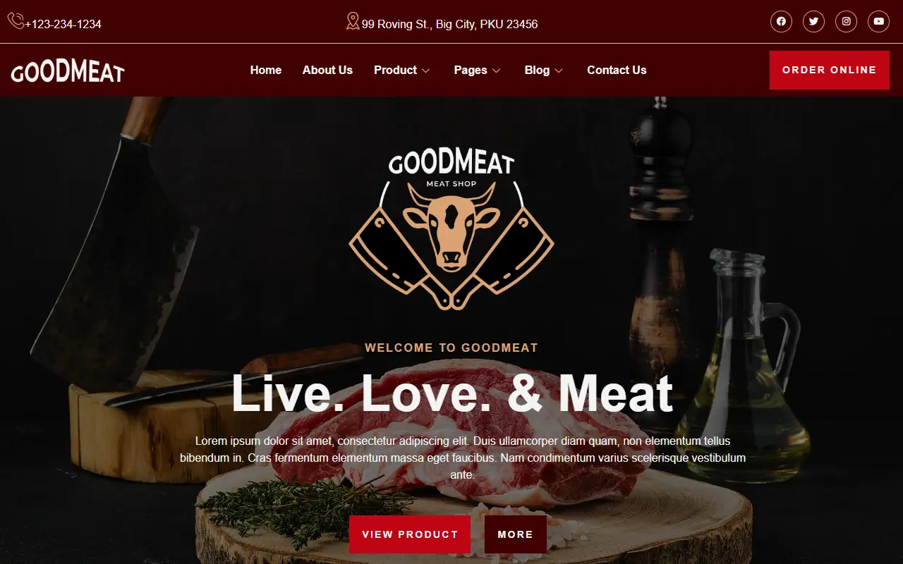 หน้าแรกของธีม Goodmeat บนคอมพิวเตอร์