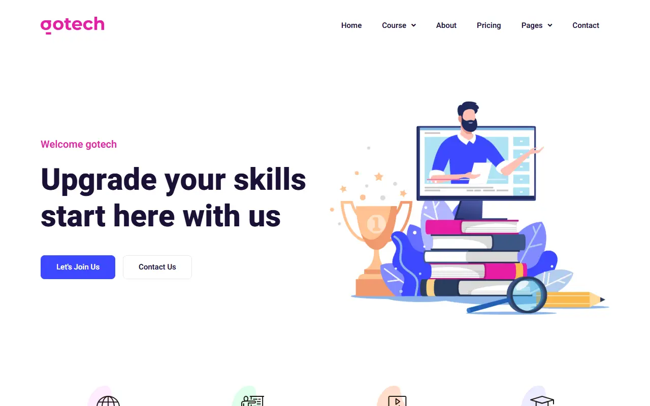 หน้าแรกของธีม Gotech บนคอมพิวเตอร์