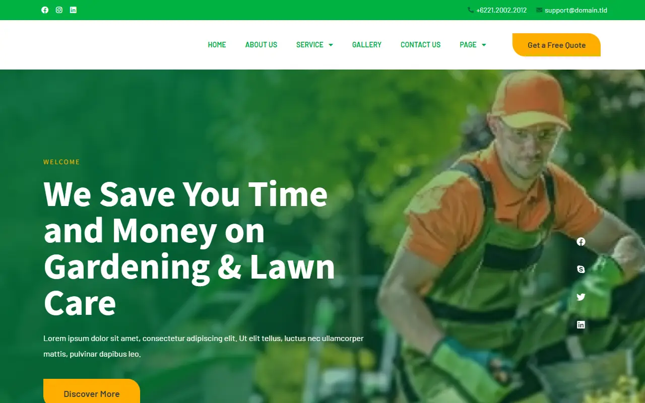 หน้าแรกของธีม Greenia บนคอมพิวเตอร์