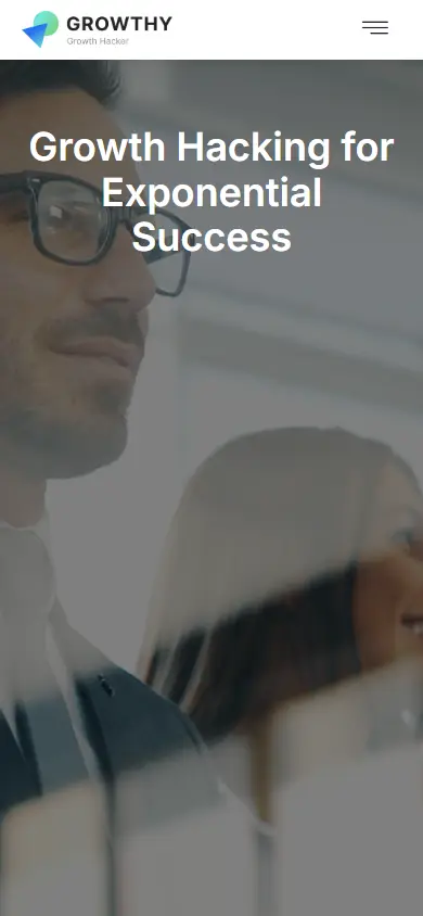 หน้าแรกของธีม Growthy Growth Hacking บนมือถือ