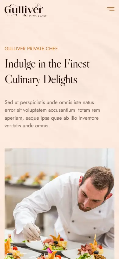 หน้าแรกของธีม Gulliver Private Chef บนมือถือ