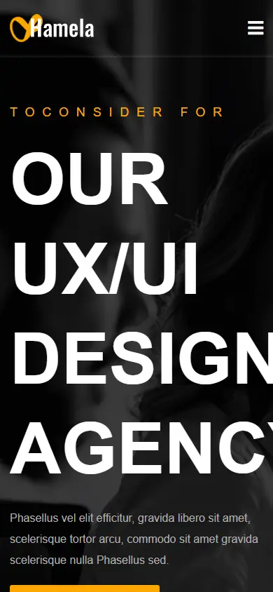 หน้าแรกของธีม Hamela Digital Agency Services บนมือถือ