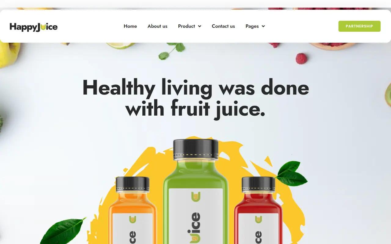 หน้าแรกของธีม HappyJuice บนคอมพิวเตอร์