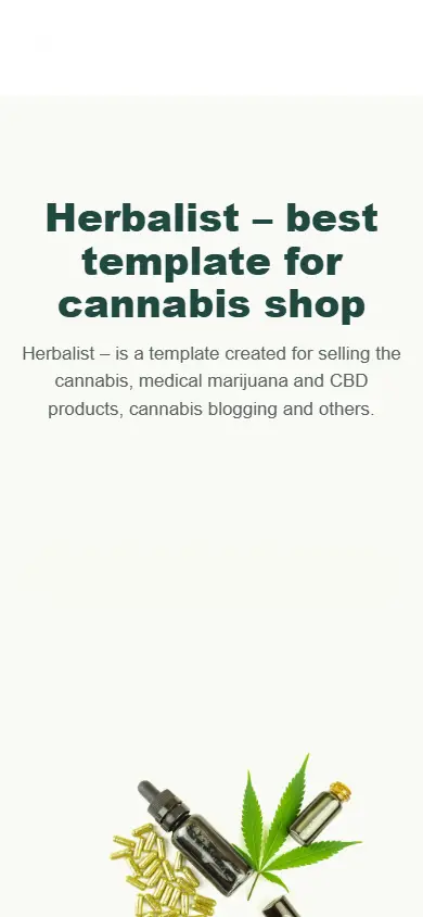หน้าแรกของธีม Herbalist Medical Marijuana Store บนมือถือ