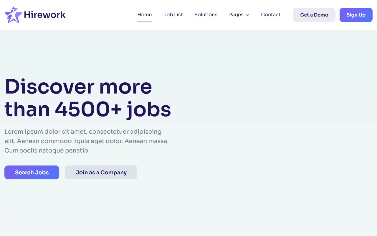 หน้าแรกของธีม Hirework บนคอมพิวเตอร์