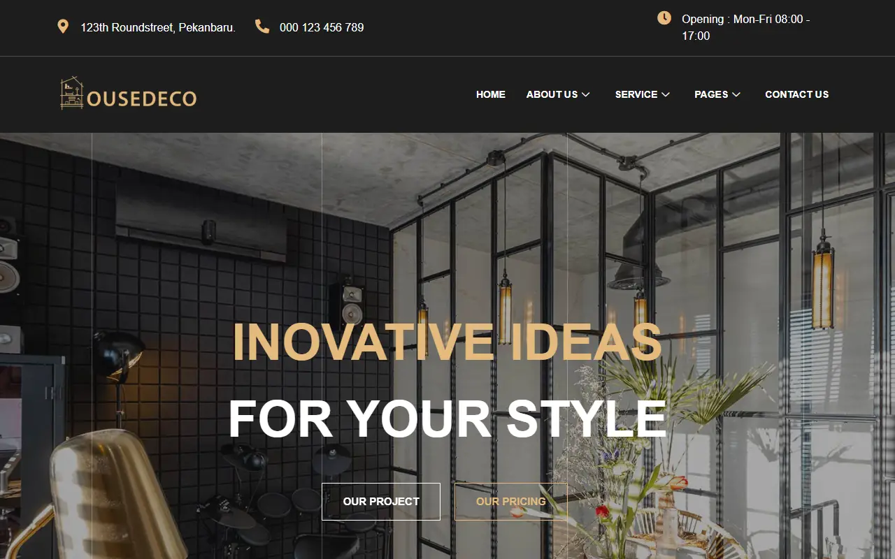 หน้าแรกของธีม Housedeco บนคอมพิวเตอร์