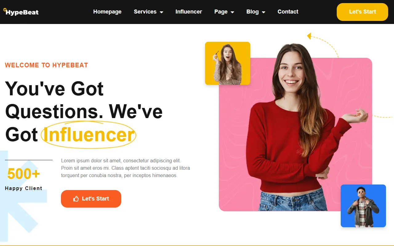 หน้าแรกของธีม Hypebeat บนคอมพิวเตอร์