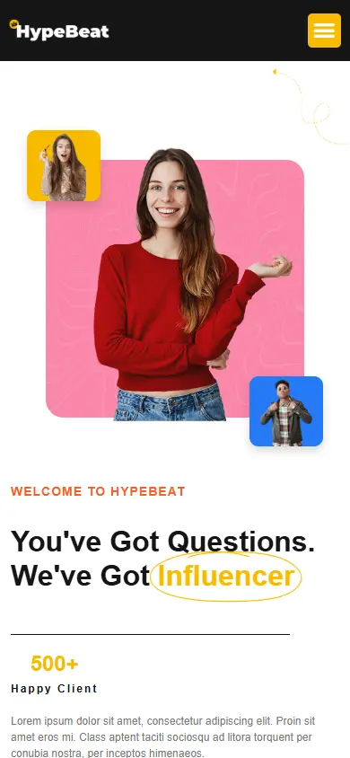 หน้าแรกของธีม Hypebeat บนมือถือ