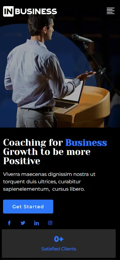 หน้าแรกของธีม Inbusiness บนมือถือ