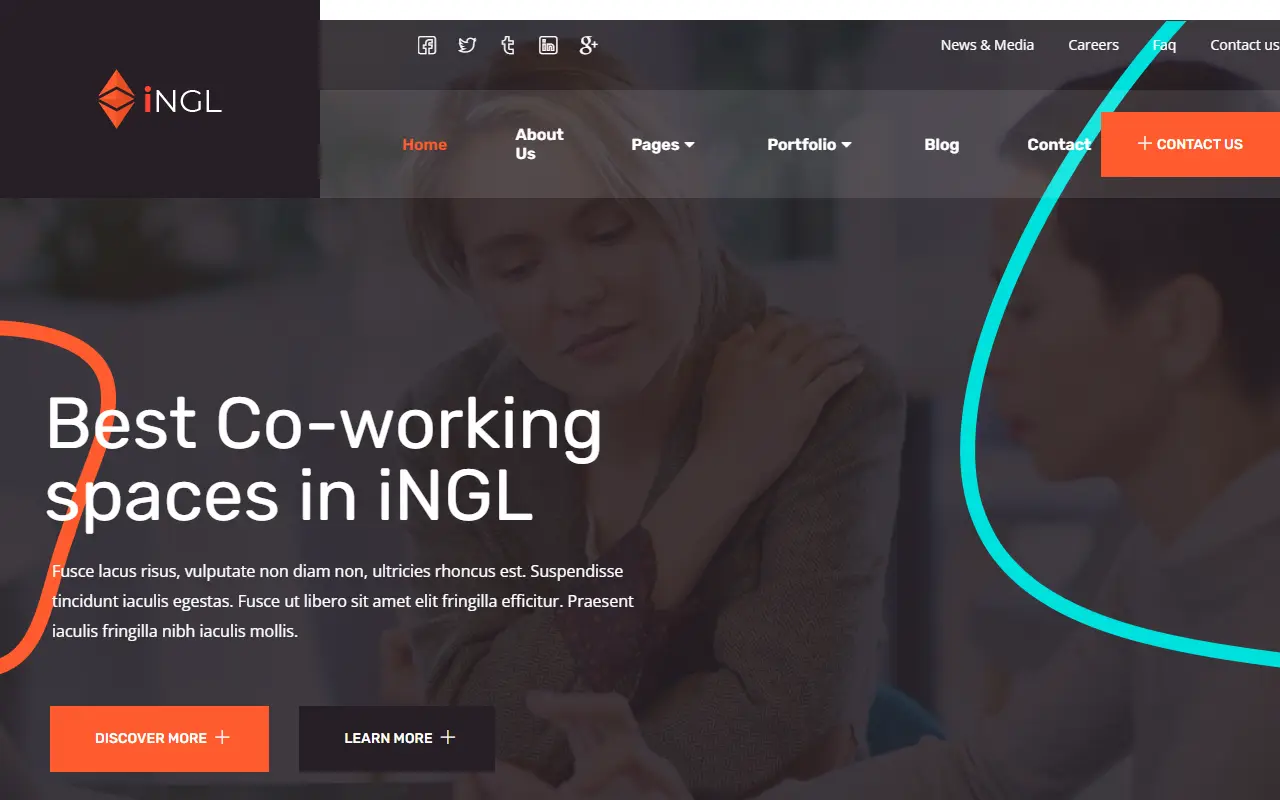หน้าแรกของธีม Ingl บนคอมพิวเตอร์