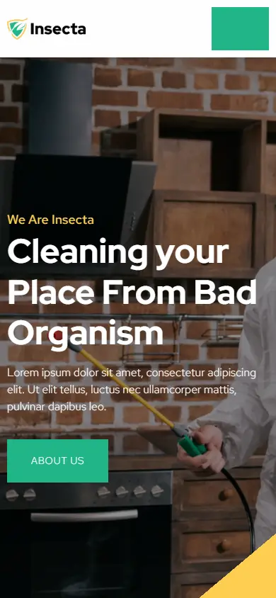 หน้าแรกของธีม Insecta Pest Control บนมือถือ