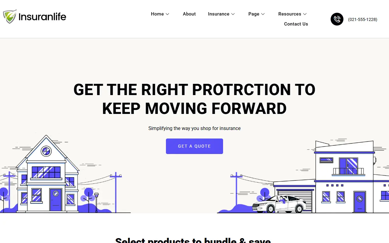 หน้าแรกของธีม Insuranlife บนคอมพิวเตอร์