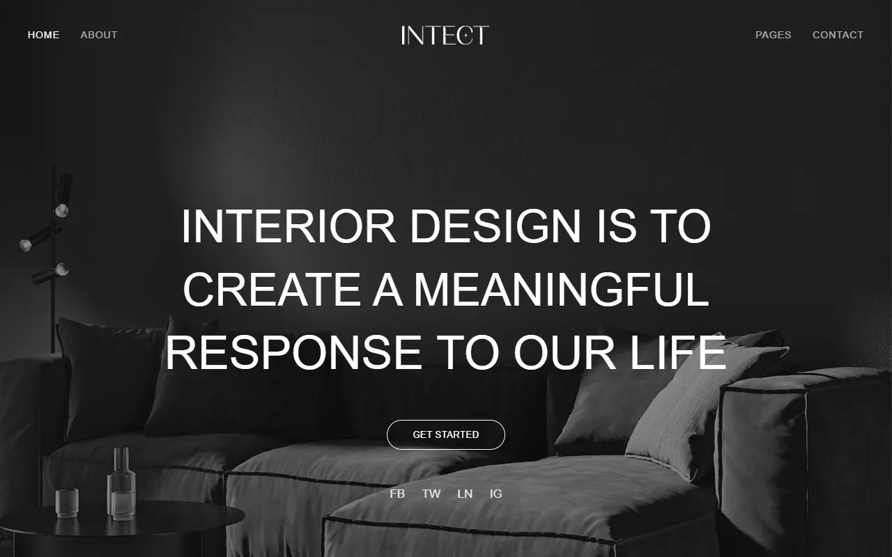 หน้าแรกของธีม Intect บนคอมพิวเตอร์