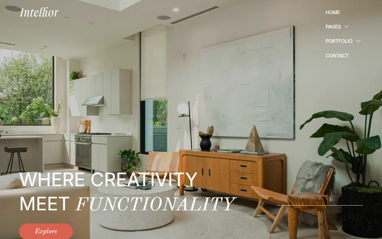 หน้าแรกของธีม Intellior Interior Designer บนคอมพิวเตอร์