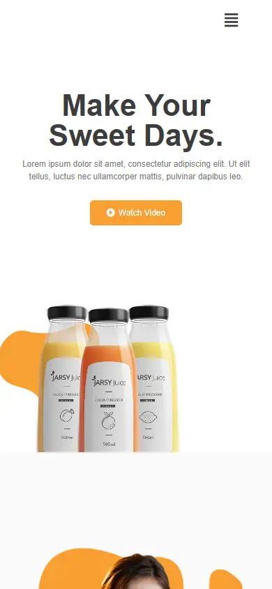 หน้าแรกของธีม Jarsy Juice บนมือถือ