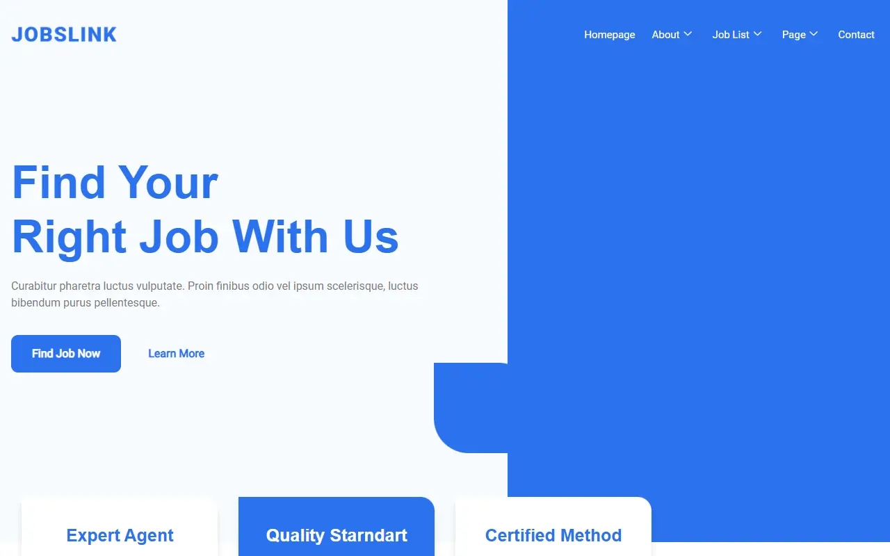หน้าแรกของธีม Jobslink Human Resource บนคอมพิวเตอร์