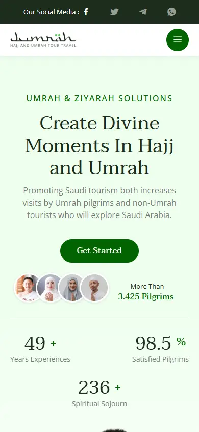 หน้าแรกของธีม Jumrah Hajj บนมือถือ