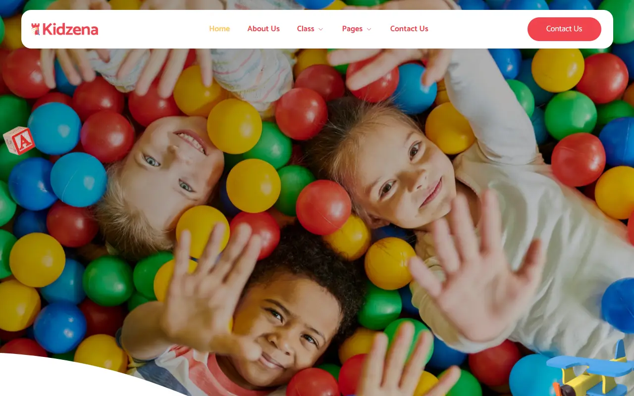 หน้าแรกของธีม Kidzena Kindergarten บนคอมพิวเตอร์