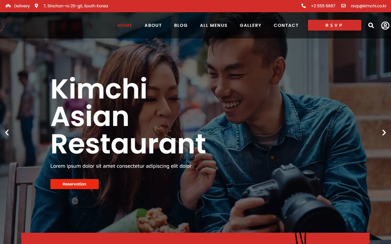 หน้าแรกของธีม Kimchi บนคอมพิวเตอร์