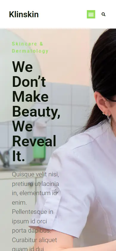 หน้าแรกของธีม Klinskin บนมือถือ