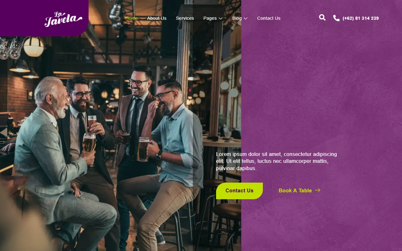 หน้าแรกของธีม LaJavela Bar Nightlife บนคอมพิวเตอร์