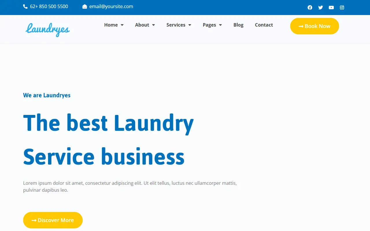 หน้าแรกของธีม Laundryes บนคอมพิวเตอร์
