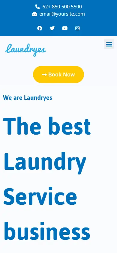 หน้าแรกของธีม Laundryes บนมือถือ