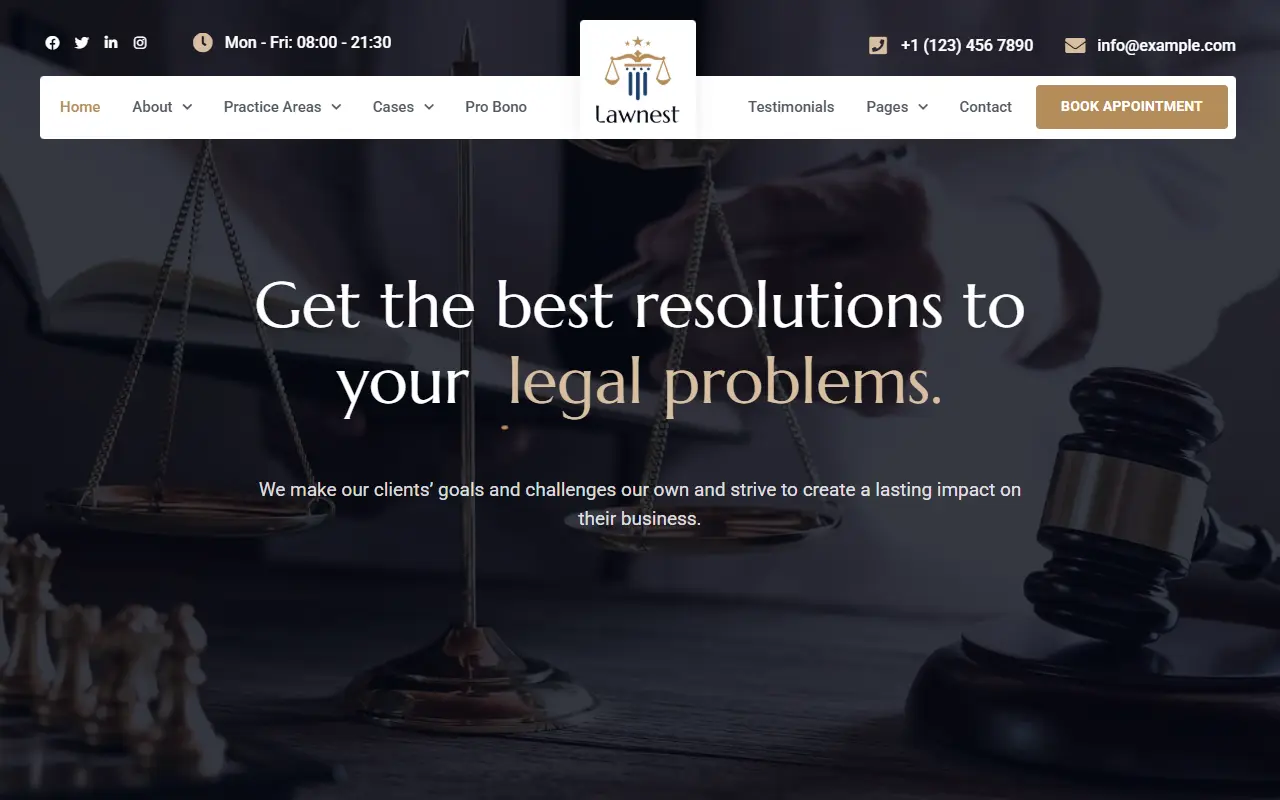 หน้าแรกของธีม Lawnest บนคอมพิวเตอร์