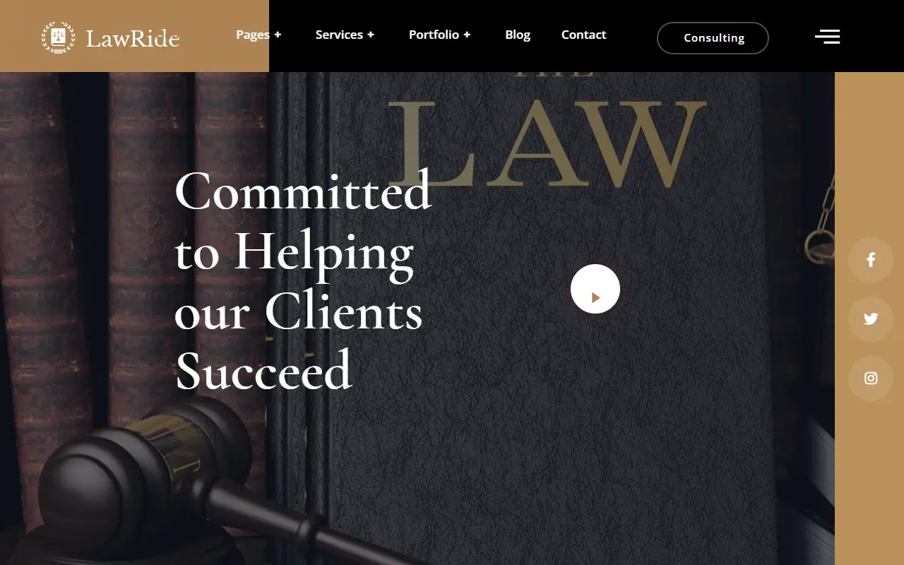 หน้าแรกของธีม Lawride บนคอมพิวเตอร์