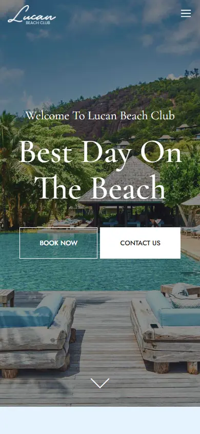 หน้าแรกของธีม Lucan Beach Club บนมือถือ
