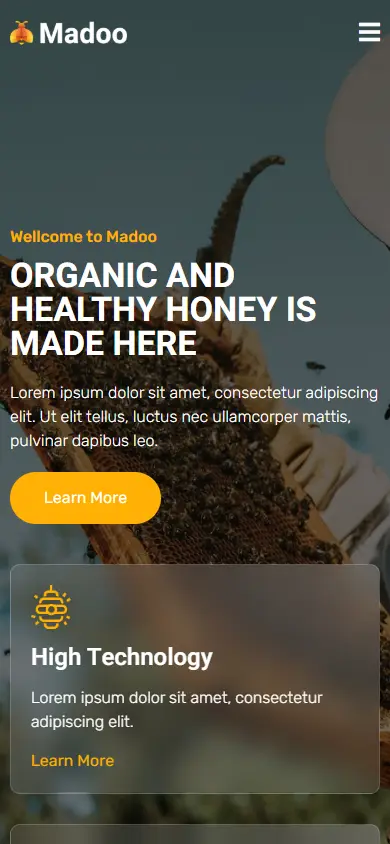 หน้าแรกของธีม Madoo Honey Bee บนมือถือ