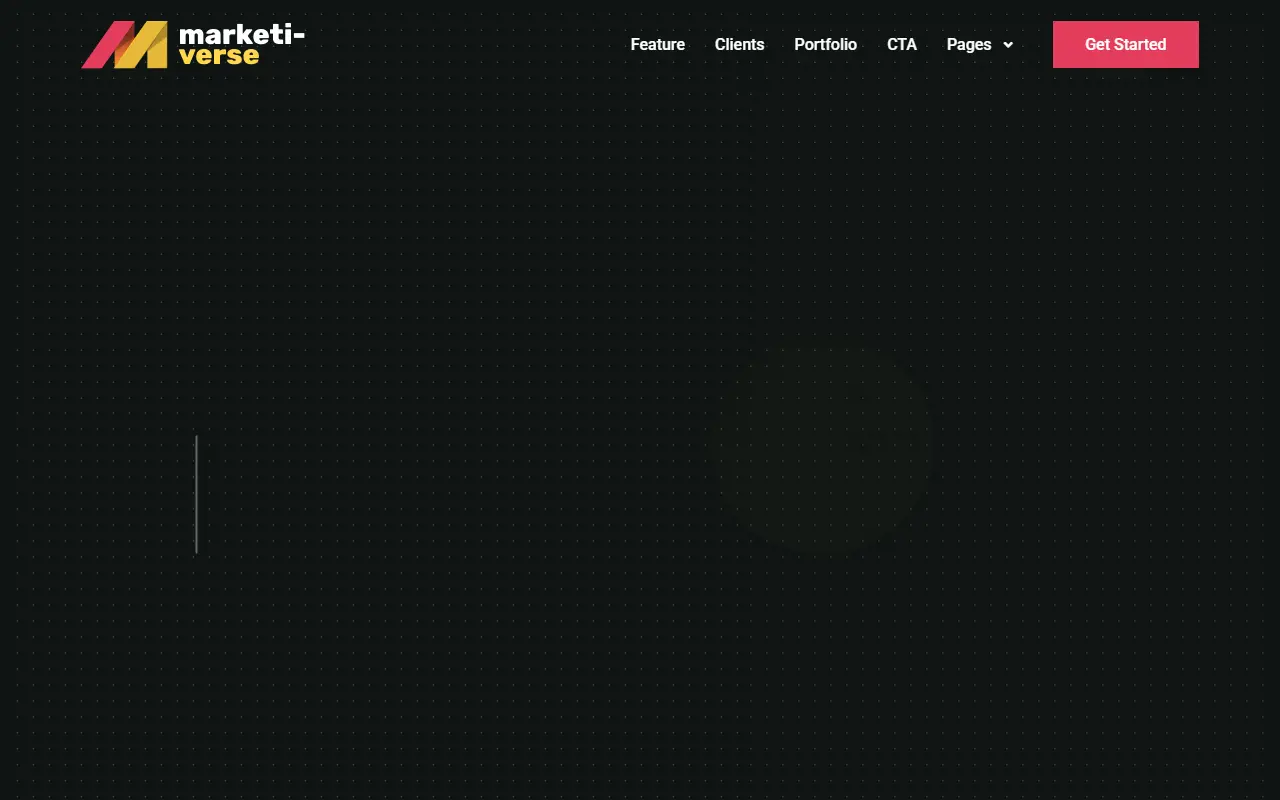 หน้าแรกของธีม Marketiverse Digital Marketing Services Landing Page บนคอมพิวเตอร์
