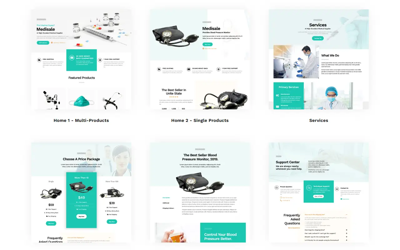 หน้าแรกของธีม Medisale บนคอมพิวเตอร์