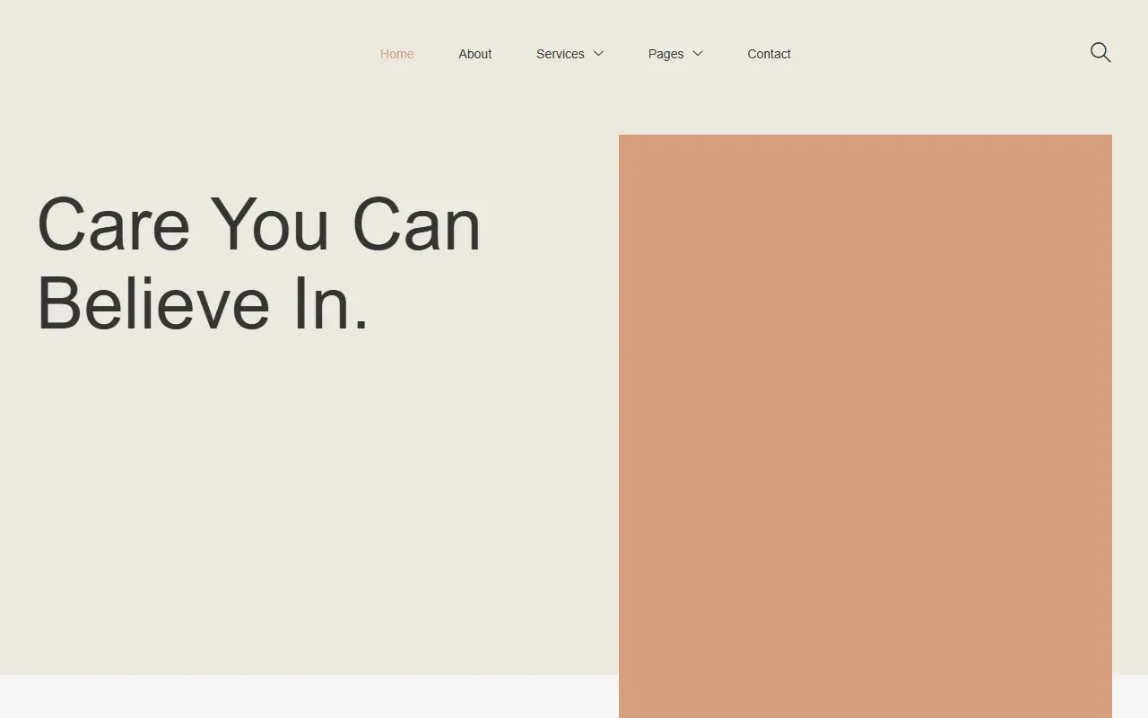 หน้าแรกของธีม Medive บนคอมพิวเตอร์