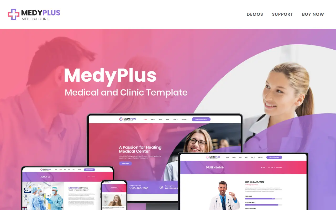 หน้าแรกของธีม Medyplus บนคอมพิวเตอร์