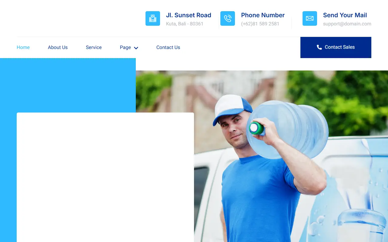 หน้าแรกของธีม Minerale Bottled Drinking Water บนคอมพิวเตอร์